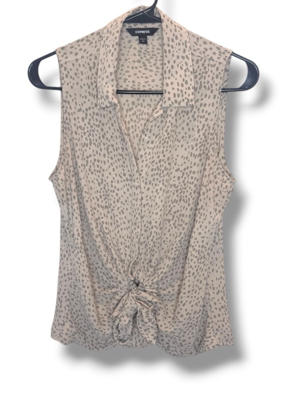 Express Cheetah Print Tie Waist Button Down Blouse Small